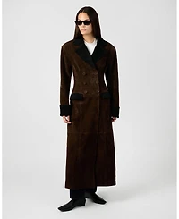 WeWoreWhat Women's Premium Double Breasted Suede Coat