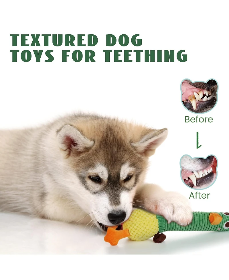 Nocciola 2-in-1 Squeaky Duck Dog Toy, Christmas gift,Cute Stuffed Dog Toys with Large Durable Rubber Squeaky Core for Aggressive Chewers