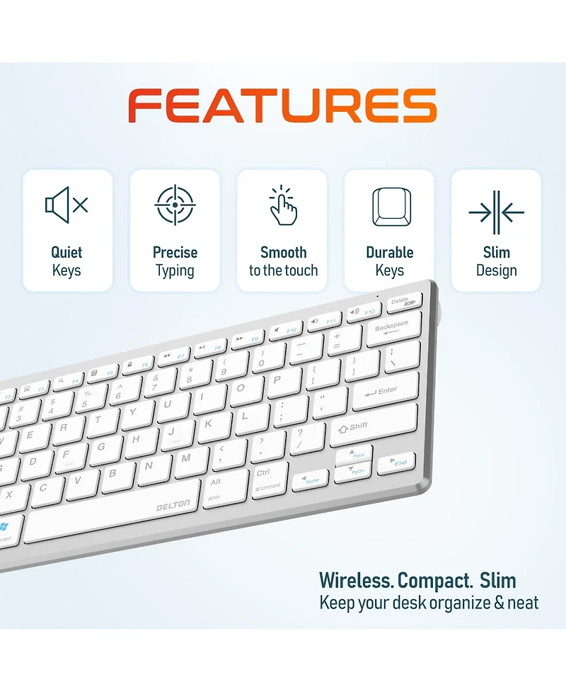 Delton KB35 Wireless Keyboard & Mouse Combo, 2.4GHz, Noiseless (DKMKITMIN35)