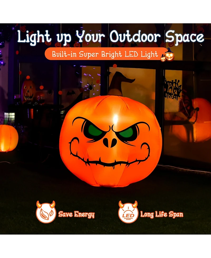 4 Ft Halloween Inflatable Pumpkin Large Blow up with Build-in Led Light
