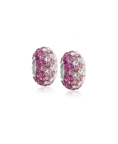 Bling Jewelry Set of 2 Light Pink Magenta Crystal Bead Charm Spacer for European Bracelet Sterling Silver