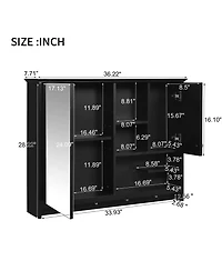 Casainc 36'' Wall Mounted Medicine Cabinet with Mirror Door & Adjustable Shelf for Bathroom