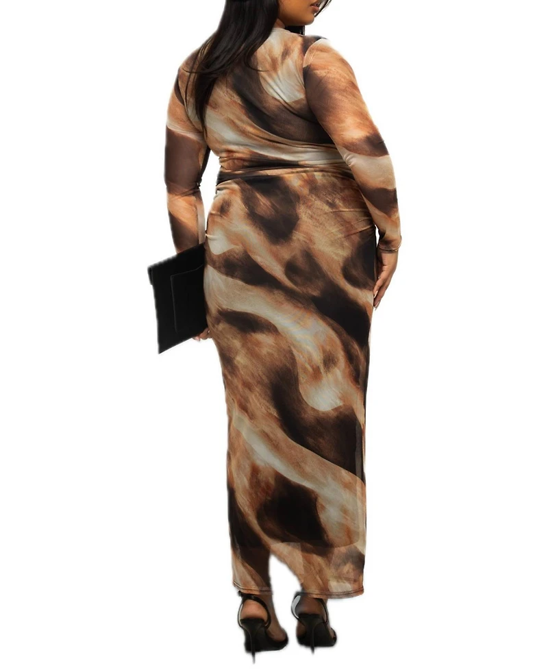 Fashion-szn Curve Women's Abstract Print Midaxi Dress