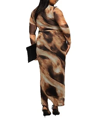 Fashion-szn Curve Women's Abstract Print Midaxi Dress