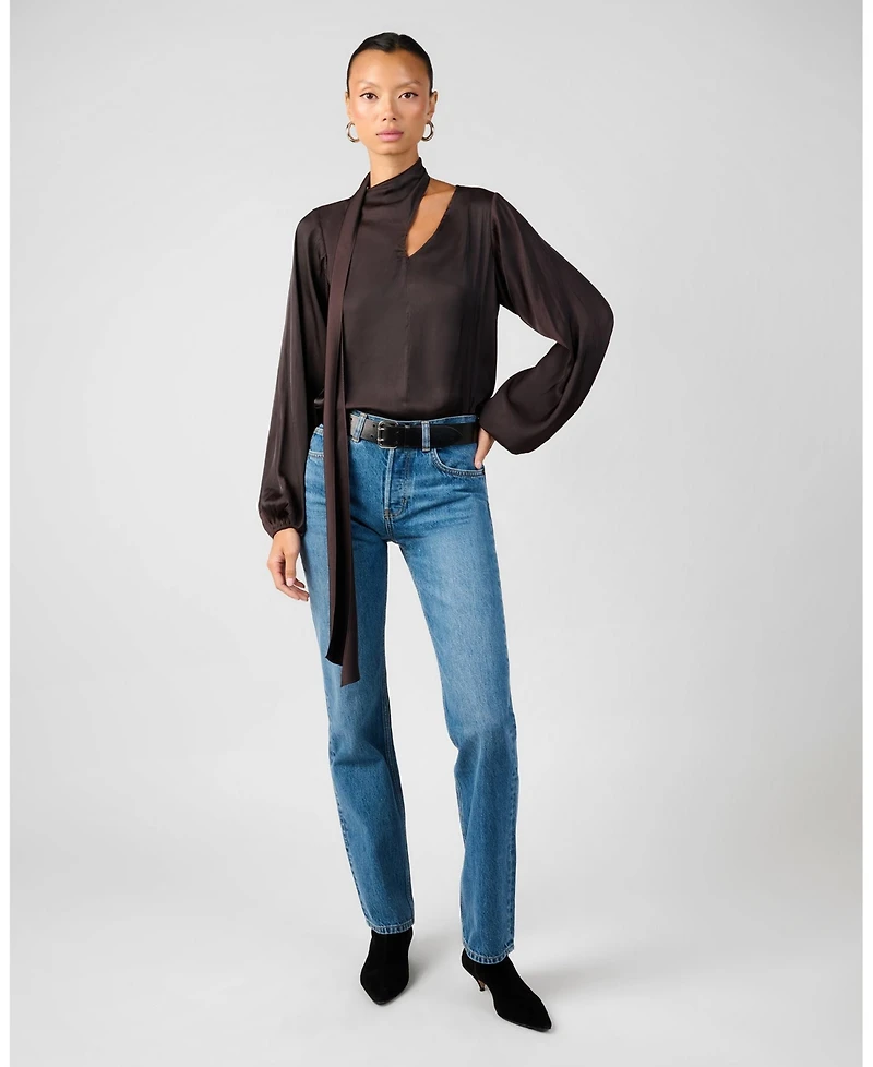 WeWoreWhat Women's Wrap Neck Tie Top