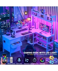 59'' W L-Shaped Computer Desk with Tall Hutch,Corner