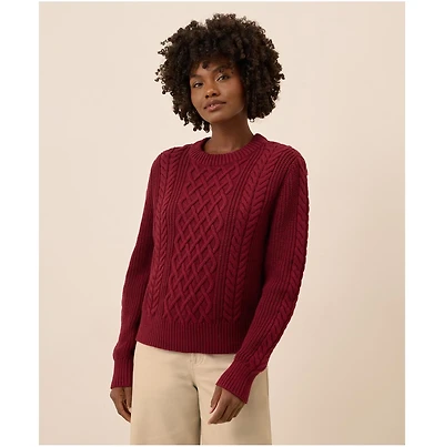 Pact Women's Cable Knit Crew Sweater