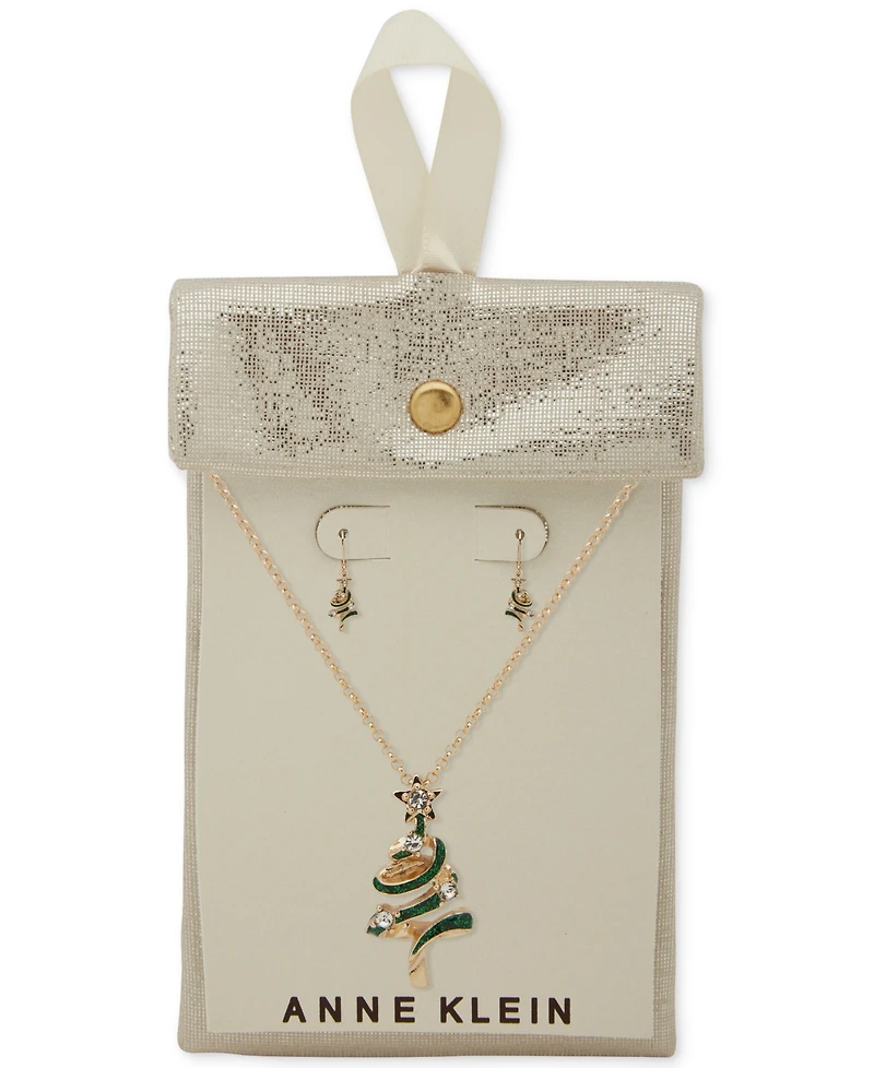 Anne Klein 2-Pc. Gold-Tone Spiral Tree Pendant Necklace and Earrings Set