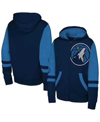 Outerstuff Big Boys and Girls Navy Minnesota Timberwolves Straight to the League Full-Zip Hoodie