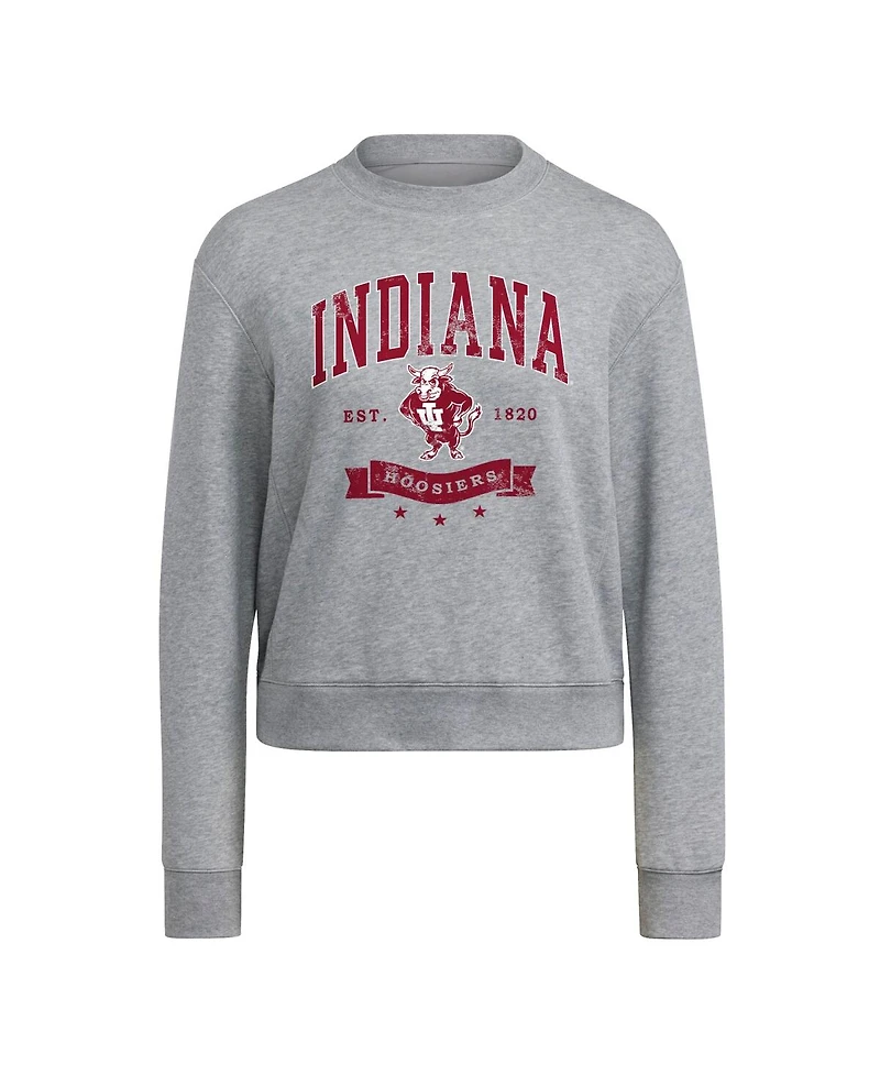 Adidas Women's Gray Indiana Hoosiers Pullover Crewneck Sweatshirt