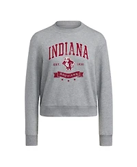 Adidas Women's Gray Indiana Hoosiers Pullover Crewneck Sweatshirt