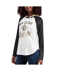 G-iii 4Her by Carl Banks Women's White New Orleans Saints Mvp Raglan Hooded Long Sleeve T-Shirt