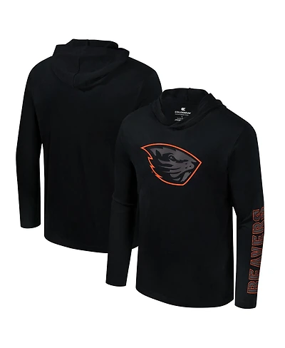 Colosseum Men's Black Oregon State Beavers Color Pop Active Blend 2-Hit Long Sleeve Hooded T-Shirt