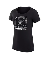 G-iii 4Her by Carl Banks Women's Black Las Vegas Raiders Super-Slim Fit Lightweight Collage Team T-Shirt