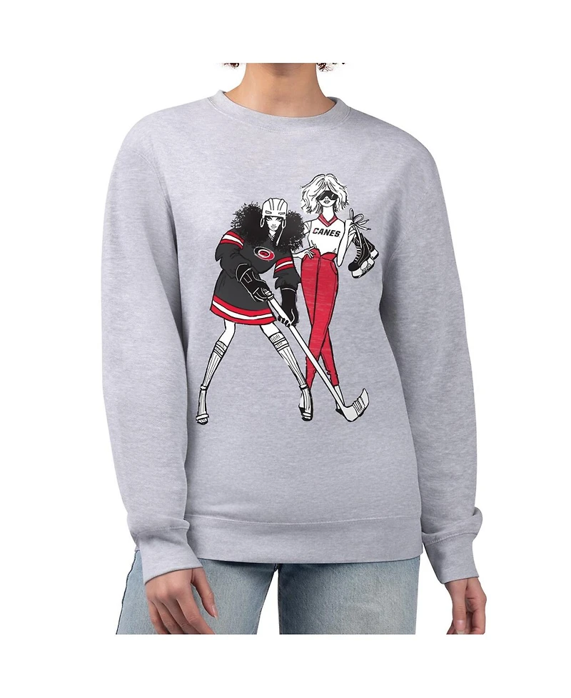 G-iii 4Her by Carl Banks Women's Heather Gray Carolina Hurricanes Hockey Girls Team Graphic Fleece Pullover Sweatshirt