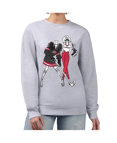 G-iii 4Her by Carl Banks Women's Heather Gray Carolina Hurricanes Hockey Girls Team Graphic Fleece Pullover Sweatshirt