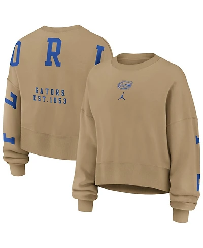 Jordan Women's Tan Florida Gators Oversized Phoenix 2-Hit Pullover Sweatshirt
