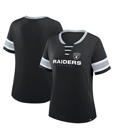 Fanatics Women's Black Las Vegas Raiders Redzone Draw Play Athena Lace-Up T-Shirt
