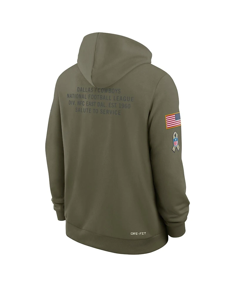 Nike Men's Olive Dallas Cowboys 2025 Salute to Service Sideline Standard Issue Dri-fit Hoodie