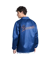 Starter Men's Royal Atlanta Braves Cooperstown Collection Point Man Full-Snap Coaches Jacket