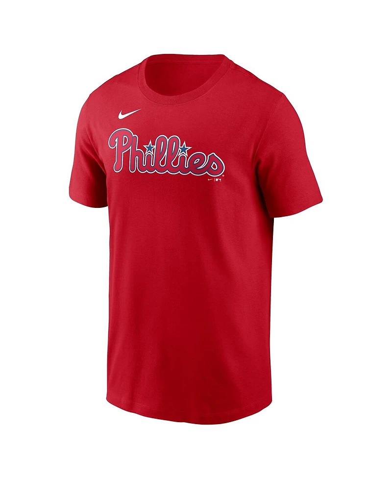 Nike Men's Jhoan Duran Red Philadelphia Phillies Fuse Name Number T-Shirt