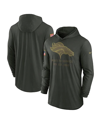 Nike Men's Forest Green Denver Broncos 2025 Salute to Service Sideline Dri-fit Lightweight Hooded Pullover Sweatshirt