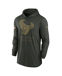 Nike Men's Forest Green Houston Texans 2025 Salute to Service Sideline Dri-fit Lightweight Hooded Pullover Sweatshirt