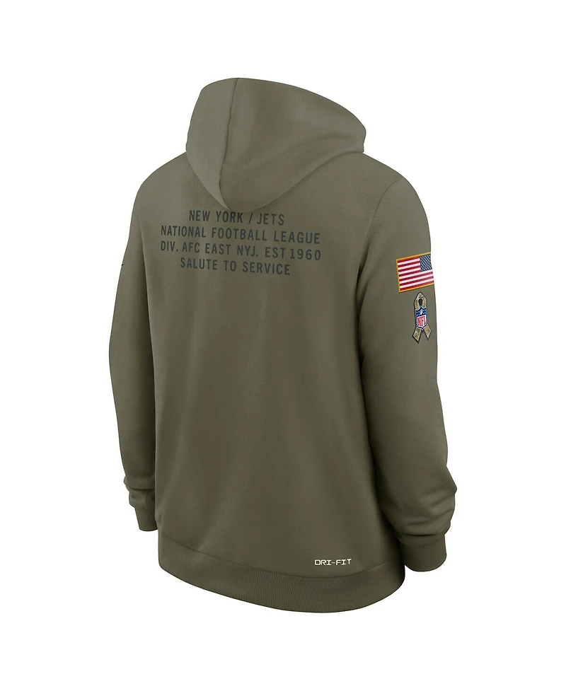 Nike Men's Olive New York Jets 2025 Salute to Service Sideline Standard Issue Dri-fit Hoodie