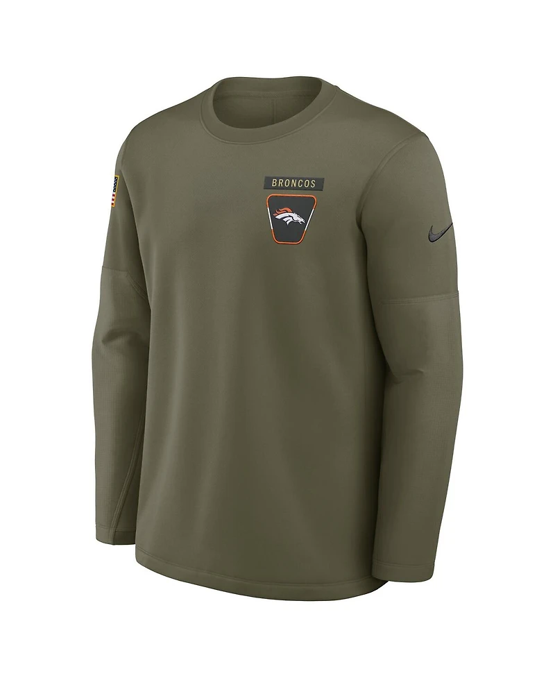 Nike Men's Olive Denver Broncos 2025 Salute to Service Sideline Coaches Therma-fit Long Sleeve Shirt