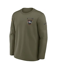Nike Men's Olive Denver Broncos 2025 Salute to Service Sideline Coaches Therma-fit Long Sleeve Shirt