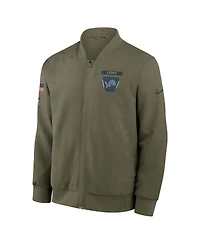 Nike Men's Olive Detroit Lions 2025 Salute to Service Sideline Full-Zip Bomber Jacket