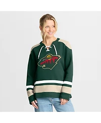 Fanatics Women's Green Minnesota Wild Icing Long Sleeve Lace Up Sweatshirt