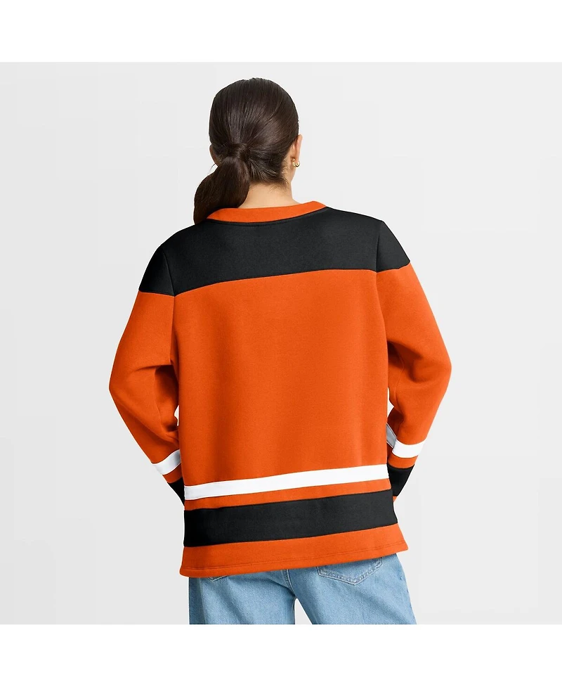Fanatics Women's Orange Philadelphia Flyers Icing Long Sleeve Lace Up Sweatshirt