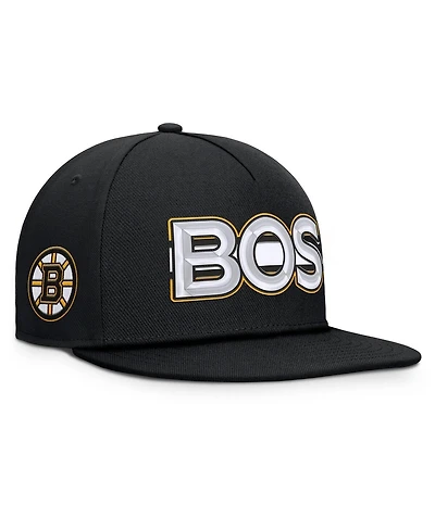 Fanatics Men's Black Boston Bruins Authentic Pro Rink Team Code Snapback Hat