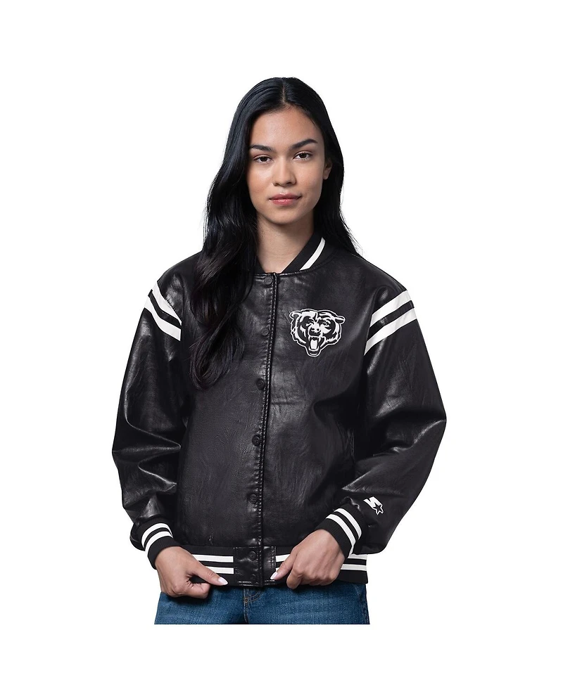 Starter Women's Black Chicago Bears High Heat Full-Snap Varsity Jacket