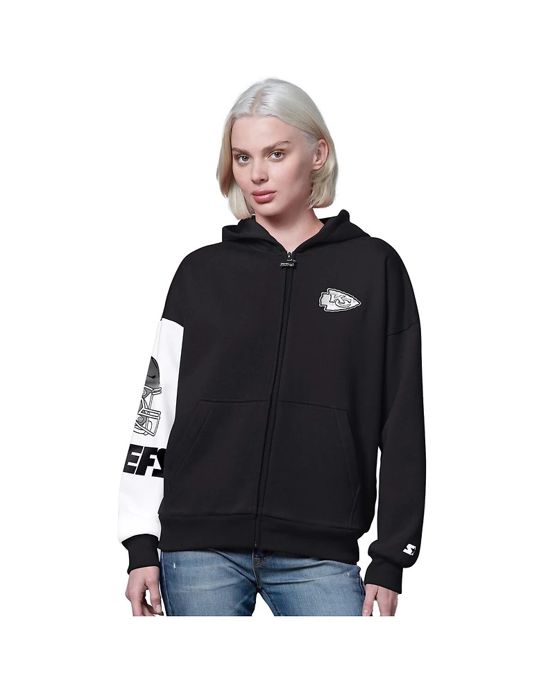 Starter Women's Black Kansas City Chiefs 4th Down Full-Zip Hoodie