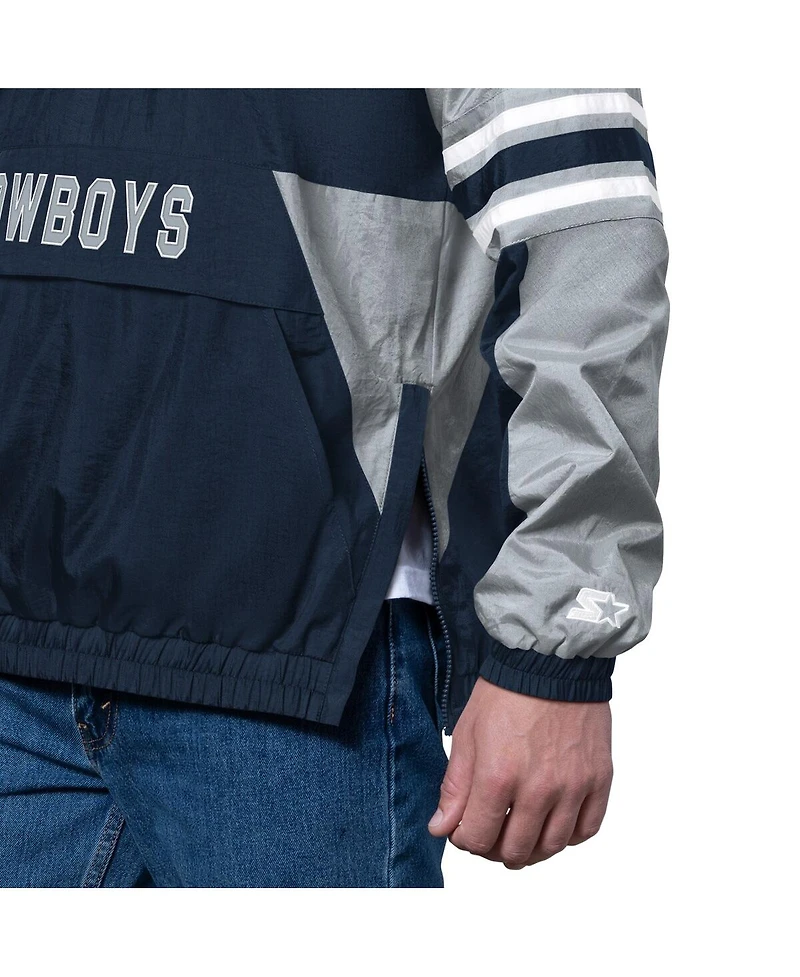Starter Men's Navy Dallas Cowboys Prospect Half-Zip Pullover Hoodie