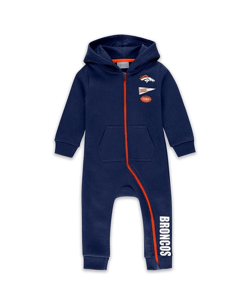 Wear by Erin Andrews Baby Boys and Girls Navy Denver Broncos Hooded Fleece Coverall