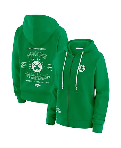 Wear by Erin Andrews Women's Green Boston Celtics Full-Zip Raglan Hoodie