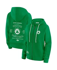 Wear by Erin Andrews Women's Green Boston Celtics Full-Zip Raglan Hoodie