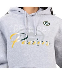 G-iii 4Her by Carl Banks Women's Gray Green Bay Packers Shadow Logo Fleece Pullover Hoodie