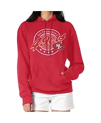 G-iii 4Her by Carl Banks Women's Scarlet San Francisco 49ers Pinstripe Circle Fleece Pullover Hoodie