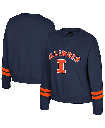 Colosseum Women's Navy Illinois Fighting Illini Splashy Crewneck Fleece Sweatshirt