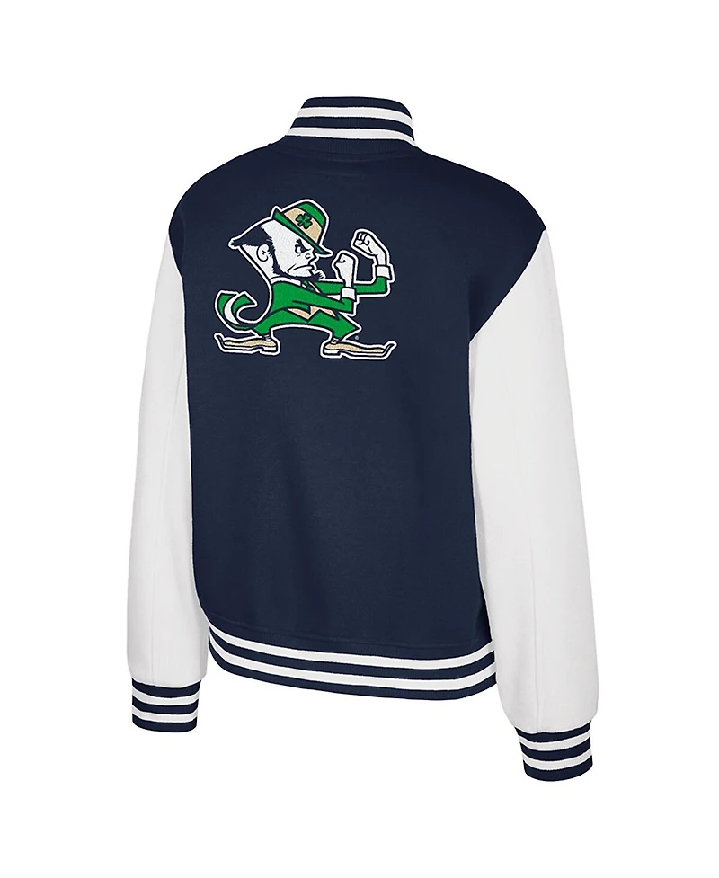 Colosseum Women's Navy Notre Dame Fighting Irish French Baguette Full Snap Fleece Jacket