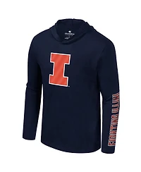 Colosseum Men's Navy Illinois Fighting Illini Color Pop Active Blend 2-Hit Long-Sleeve Hooded T-Shirt