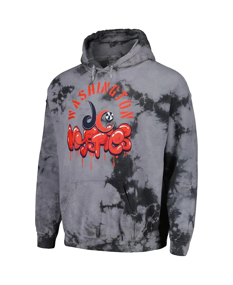 Stadium Essentials Men's and Women's Charcoal Washington Mystics Street Art Dark Crystal Tie-Dye Washed Pullover Hoodie