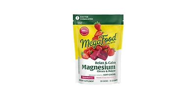 MegaFood Relax Plus Calm + Magnesium Soft Chews Strawberry, 30 Count