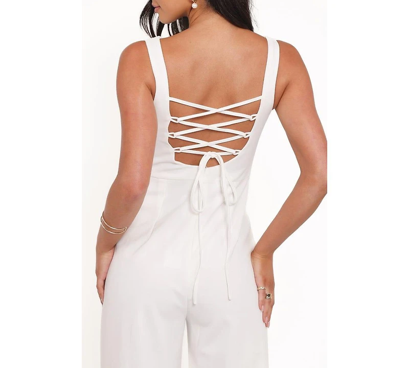Petal and Pup Women's Brenda Lace Back Jumpsuit - White
