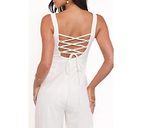 Petal and Pup Women's Brenda Lace Back Jumpsuit - White