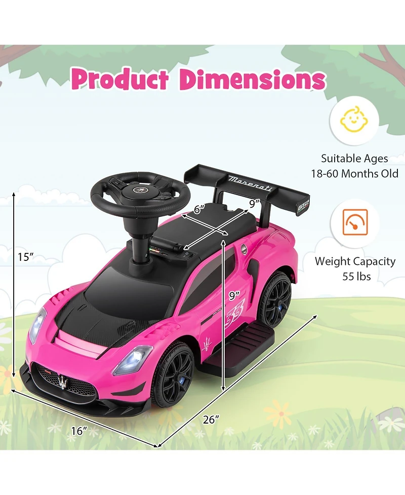 Gymax Electric Kids Ride on Push Car Maserati Licensed Foot to Floor w/Horn